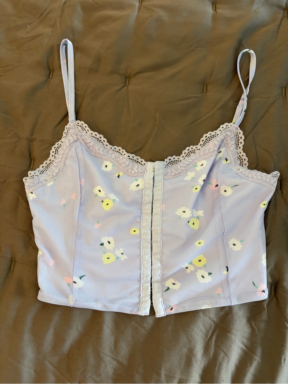 Princess Polly Lavender Floral Lace Trim Cami Top